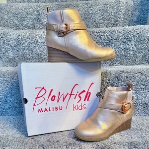 Kids Shiny Gold Ankle Booties, by Blowfish